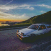 Ae86 Initial D With Sunset View Diamond Painting