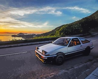 Ae86 Initial D With Sunset View Diamond Painting