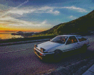 Ae86 Initial D With Sunset View Diamond Painting