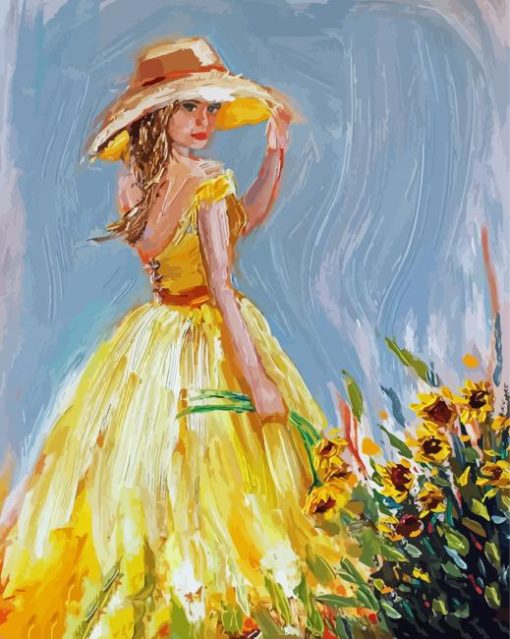 Aesthetic Girl In Yellow Dress Diamond Painting