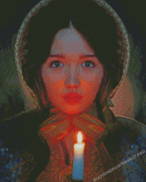 Aesthetic Woman With Candle Diamond Paintings