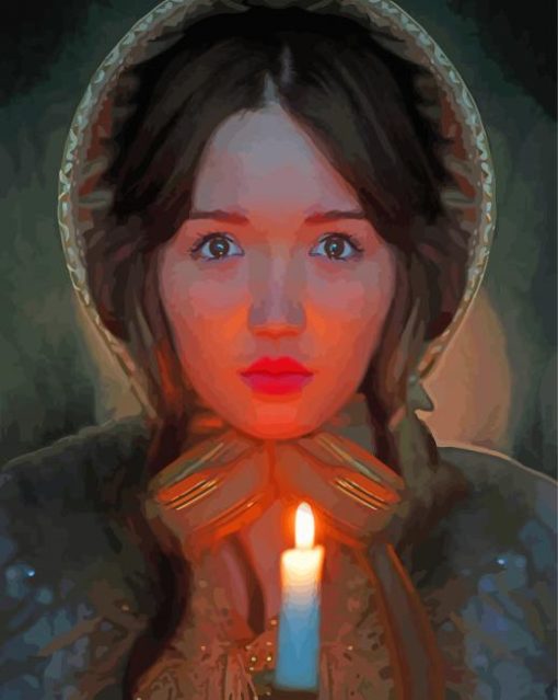 Aesthetic Woman With Candle Diamond Paintings