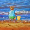 Baby Girl At Beach Diamond Painting
