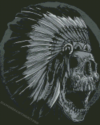 Black And White Native American Skull Diamond Painting