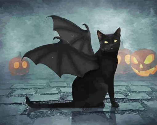 Black Bat Cat Diamond Paintings