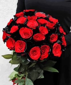 Black And Red Flowers Bouquet Diamond Painting