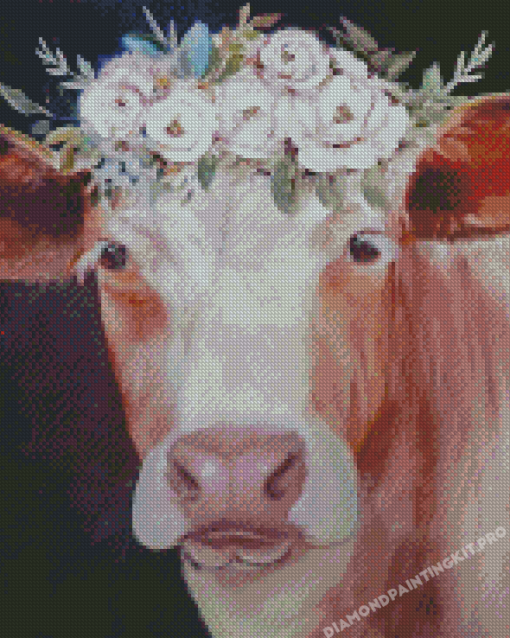 Blonde Cow Wearing Flower Crown Diamond Paintings