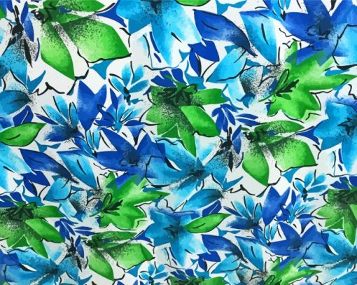 Blue And Green Flowers Diamond Paintings