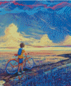 Boy With Bike Art Diamond Painting
