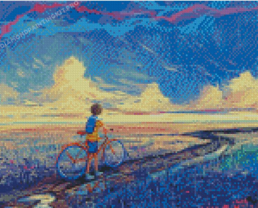 Boy With Bike Art Diamond Painting