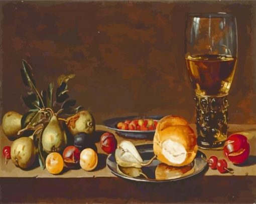 Bread And Fruit On Table Diamond Paintings