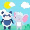 Cartoon Elephant And Panda Diamond Painting