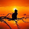 Cat Silhouette On Tree Branch At Sunset Diamond Painting