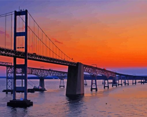 Chesapeake Bay Bridge At Dawn Diamond Paintings