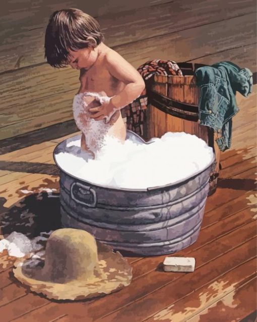 Child Bathing Diamond Paintings