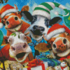 Christmas Cows Selfie Diamond Paintings