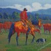 Cowboy And Dog In Farm Diamond Painting