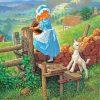 Cute Lamb And Little Girl Diamond Paintings