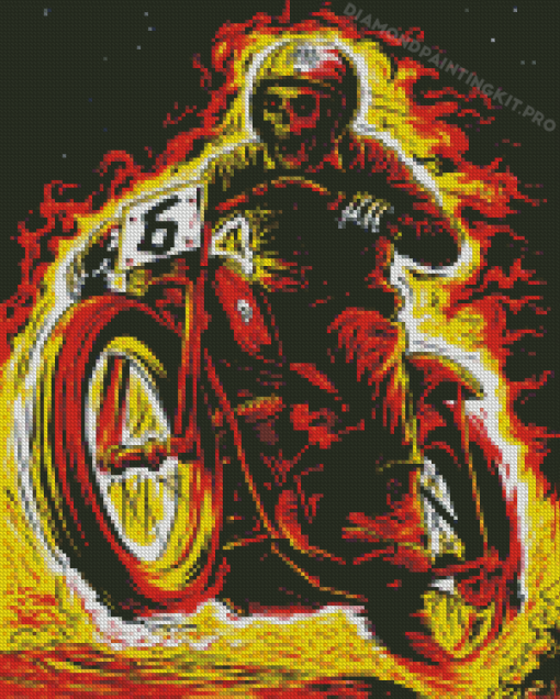 Dirt Bike Skull Diamond Painting