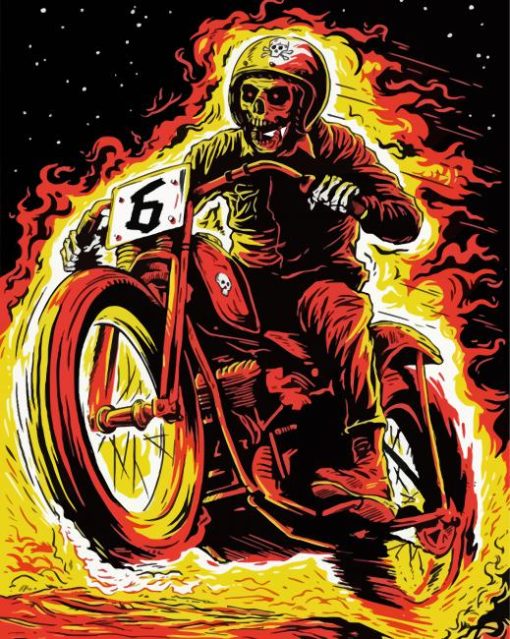 Dirt Bike Skull Diamond Painting