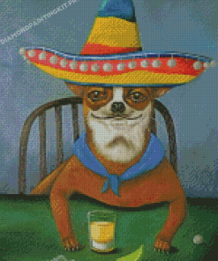 Dog In Sombrero Diamond Paintings