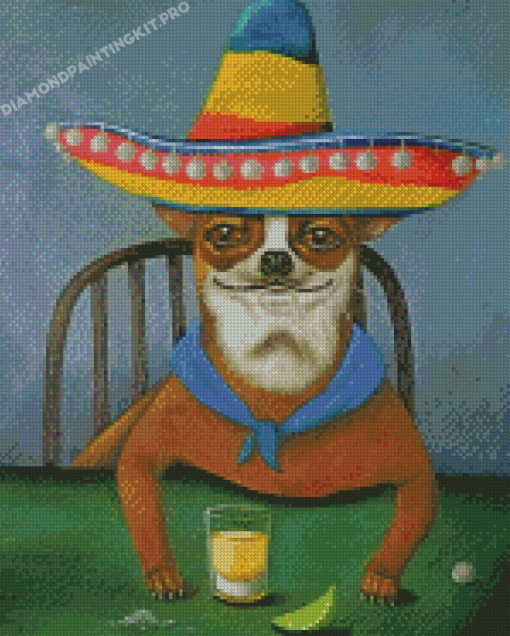 Dog In Sombrero Diamond Paintings