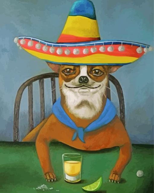 Dog In Sombrero Diamond Paintings