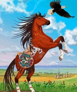 Eagle With A Horse Diamond Paintings