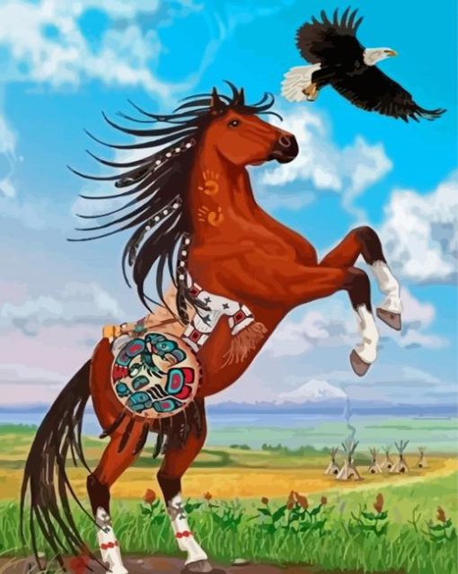 Eagle With A Horse Diamond Paintings