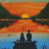 Father And Son Fishing Silhouette Art Diamond Painting