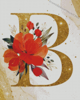 Floral Letter B Diamond Painting