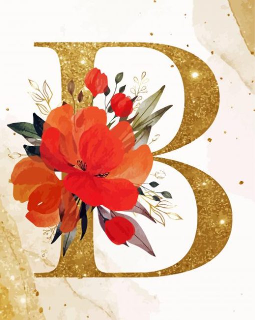 Floral Letter B Diamond Painting