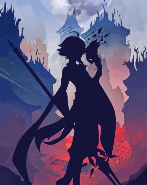 Genshin Impact Xiao Silhouette Diamond Painting