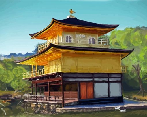 Golden Palace Japan Building Art Diamond Painting