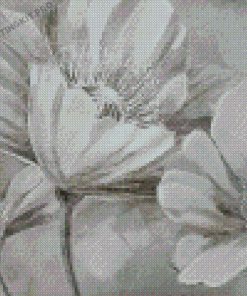 Grey White Flowers Diamond Painting