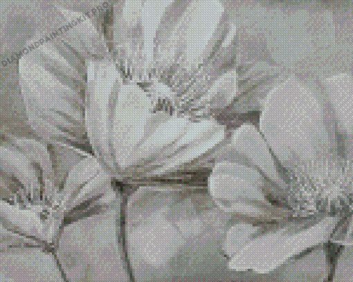 Grey White Flowers Diamond Painting