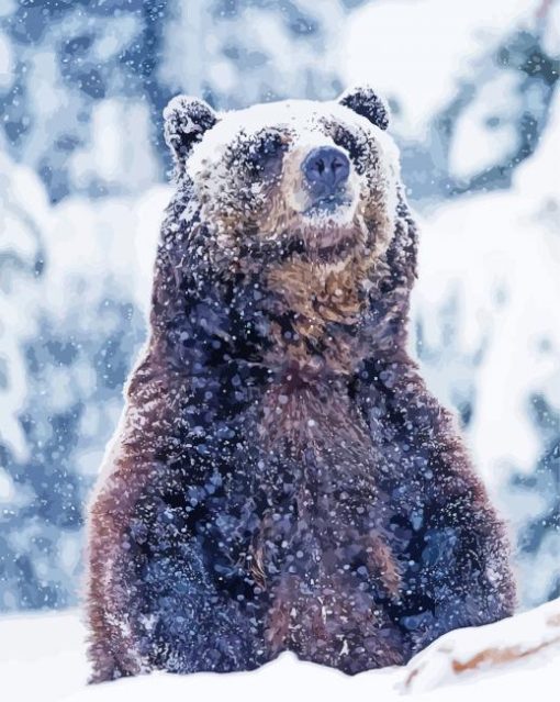 Grizzly Bear In The Snow Diamond Painting