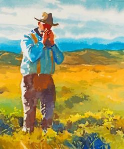 Harmonica Cowboy Player Diamond Painting