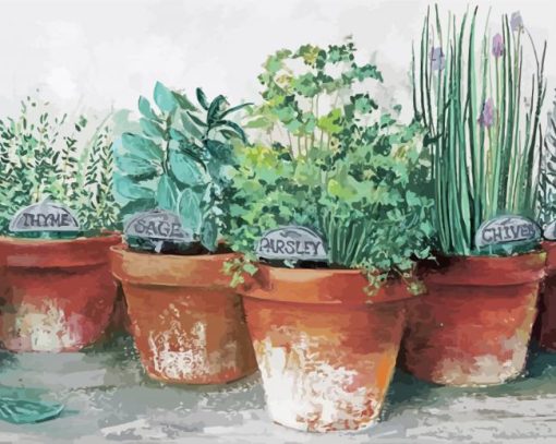 Herb Plant Pots Diamond Paintings