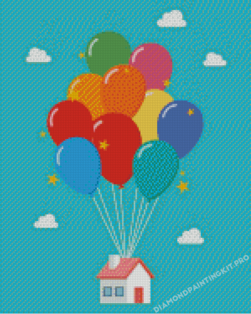 House Balloons Illustration Diamond Painting