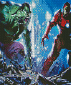 Hulk And Iron Man Heroes Diamond Paintings