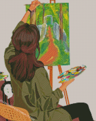 Illustration Girl Painter Art Diamond Paintings