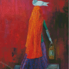 Indian Woman Holding Lantern Diamond Painting