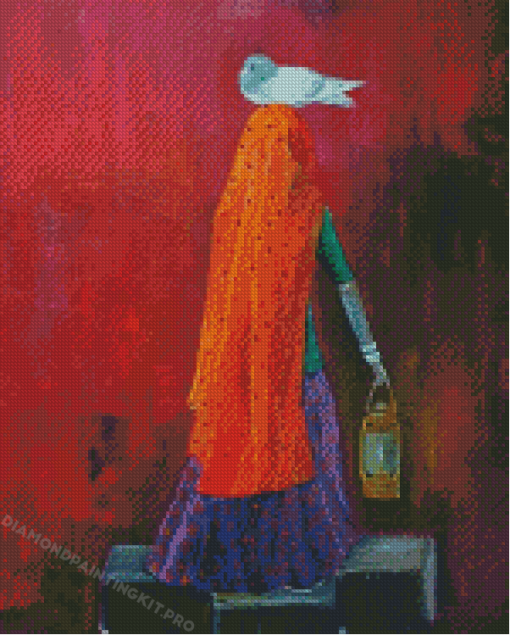 Indian Woman Holding Lantern Diamond Painting