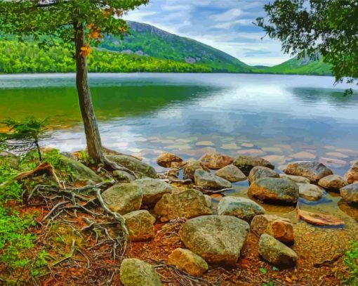 Jordan Pond Tarne In Maine Diamond Painting