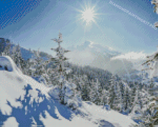 La Clusaz Snowy Landscape Diamond Painting