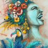 Laughing Lady And Bird Art Diamond Painting