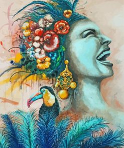 Laughing Lady And Bird Art Diamond Painting