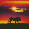 Lion Silhouette At Sunset Diamond Painting