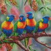 Lorikeets Row Diamond Painting